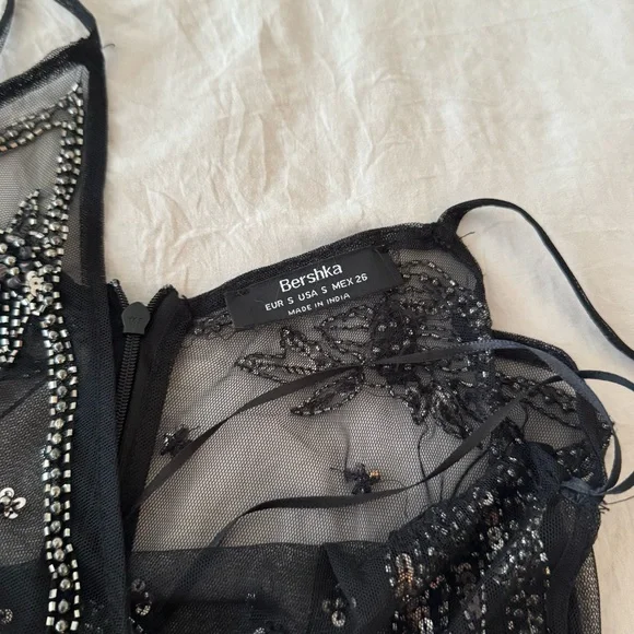 Bershka Black Sheer Dress with Embellishments - Picture 4 of 4